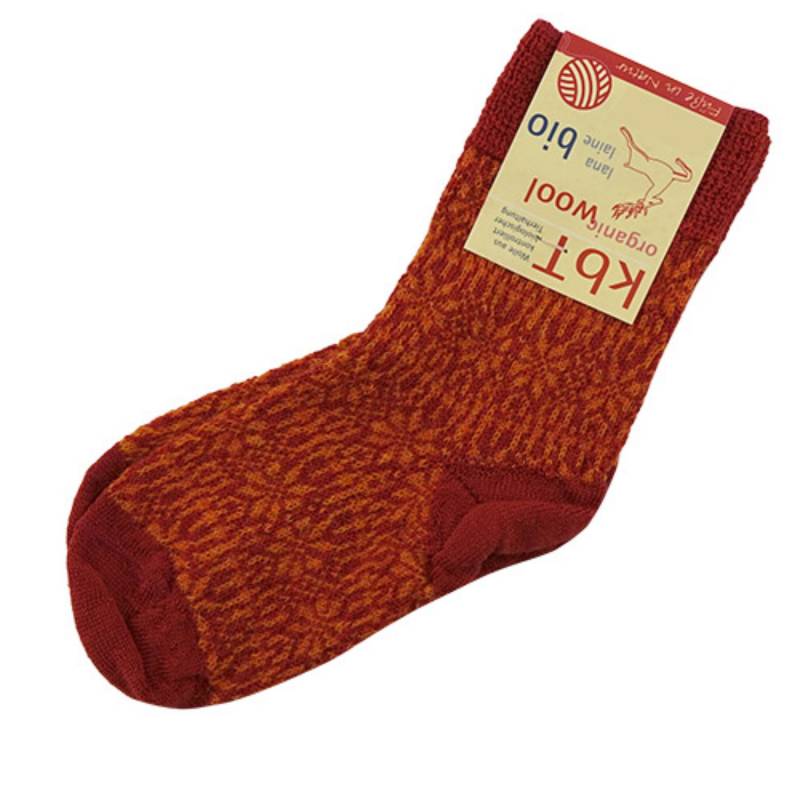 Hirsch Feinstricksocken mit Sternenmuster für Kinder - 32-33 Hummer/Orange von hirsch natur
