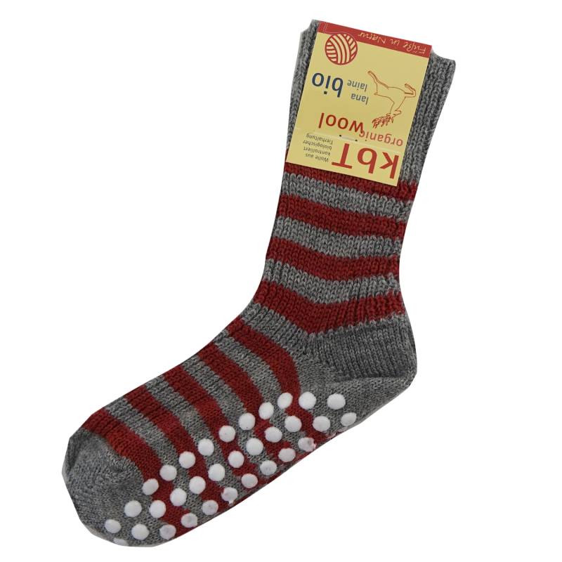 Hirsch Ringel-Kindersocken mit Silikonstopper - 15-17 Grau-Mohn von hirsch natur
