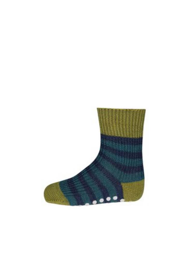 Hirsch Ringel-Kindersocken mit Silikonstopper - 15-17 Maigrün-Jeans-Petrol von hirsch natur