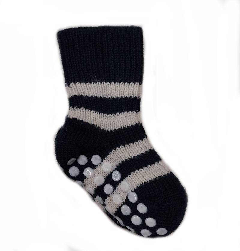 Hirsch Ringel-Kindersocken mit Silikonstopper - Marine - Natur 15-17 von hirsch natur