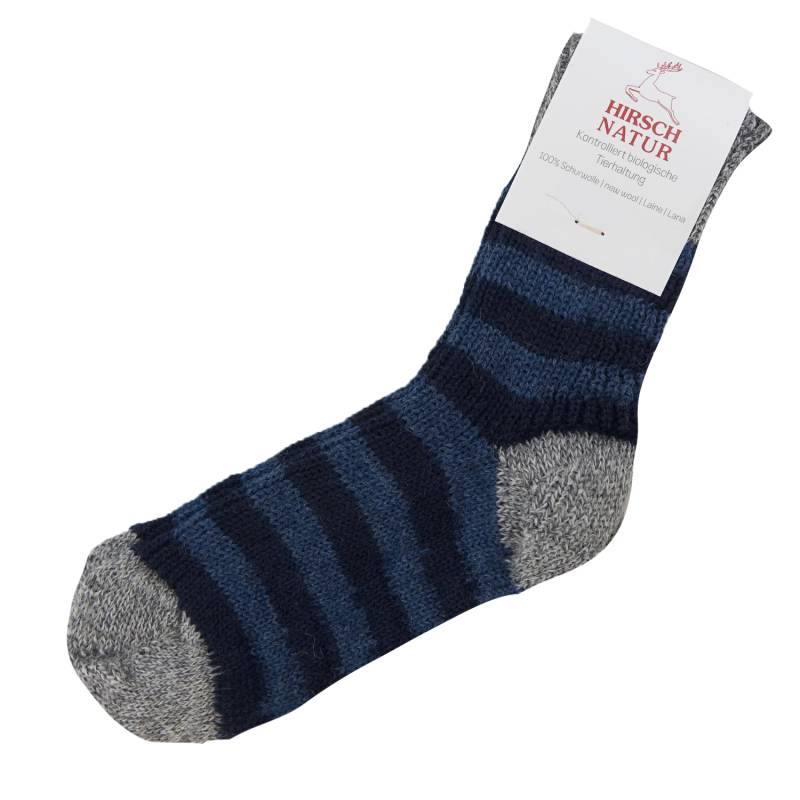 Hirsch grob gestrickte Ringel-Kindersocken - 29-30 Grau/Marine/Jeans von hirsch natur