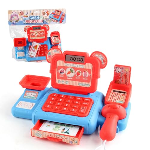 1 Set Shopping Kasse Spielzeug Rollenspiel Kit für Kinder Kasse Spielset Supermarkt Kasse Spielzeug mit Ton und Licht von hiwhale