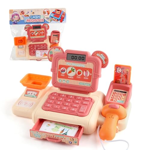 1 Set Shopping Kasse Spielzeug Rollenspiel Kit für Kinder Kasse Spielset Supermarkt Kasse Spielzeug mit Ton und Licht von hiwhale