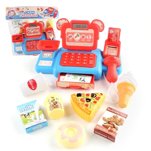 1 Set Shopping Kasse Spielzeug Rollenspiel Kit für Kinder Kasse Spielset Supermarkt Kasse Spielzeug mit Ton und Licht von hiwhale
