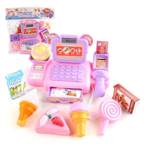 1 Set Shopping Kasse Spielzeug Rollenspiel Kit für Kinder Kasse Spielset Supermarkt Kasse Spielzeug mit Ton und Licht von hiwhale
