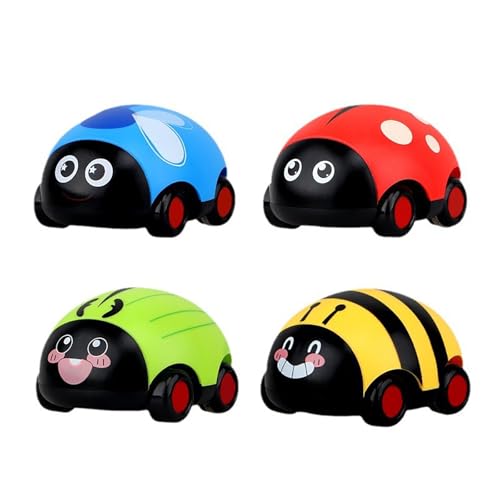 4 Stück Marienkäfer geformtes Fahrzeug für kognitive Pull-Back-Auto-Spaß für Eltern-Interaktion für Spiel und Dekor zufällige Farbe von hiwhale