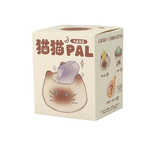 hiwhale Blindbox-Figuren mit Diamant-Kristall-Katzenmotiv, Überraschungs-Mystery-Bag, zufälliges Design, Actionfiguren, Sammlerfigur, Dekoration für Zuhause, Schreibtisch, Auto von hiwhale
