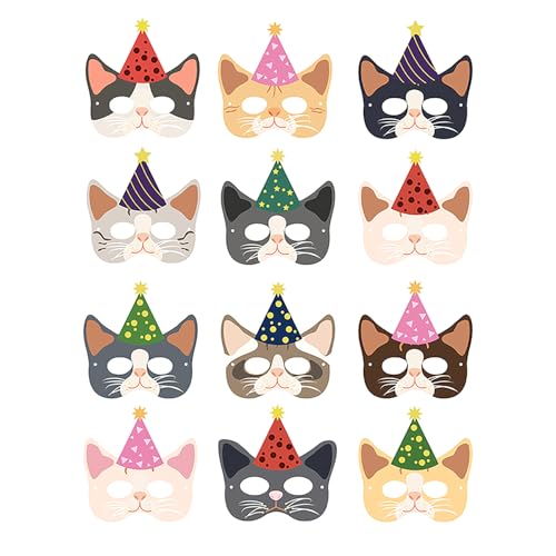 hiwhale Katzen-Geburtstags party mit 12 Stücken Katzen masken für Kinder, für niedliche Katzen, Party, Baby-Party, Party, für die Dekoration hiwhale Katzen-Geburtstags party mit 12 Stücken Katzen masken für Kinder, für niedliche Katzen, Party, Baby-Party, Party, für die Dekoration von hiwhale