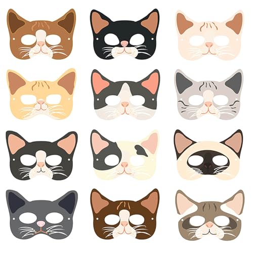 hiwhale Katzen-Geburtstags party mit 12 Stücken Katzen masken für Kinder, für niedliche Katzen, Party, Baby-Party, Party, für die Dekoration hiwhale Katzen-Geburtstags party mit 12 Stücken Katzen masken für Kinder, für niedliche Katzen, Party, Baby-Party, Party, für die Dekoration von hiwhale