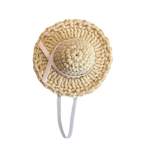 hiwhale Mini Gestrickter gewebter Strohhut, Handgemachtes Puppenbekleidungszubehör, Anziehmütze für Puppenkleidung, Niedlic hiwhale Mini Gestrickter gewebter Strohhut, Handgemachtes Puppenbekleidungszubehör, Anziehmütze für Puppenkleidung, Niedlic von hiwhale
