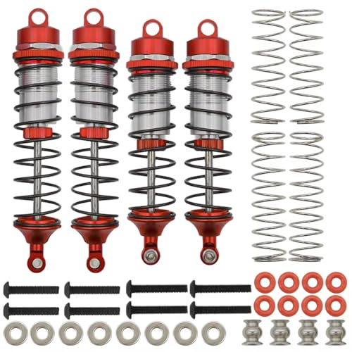JYYTERD Kompatibel Mit Arrma Für Granite Für Senton Für Typhon 1/10 RC-Autozubehörteile, Vorderer Und Hinterer Absorber, Montiertes Metall RC Stoßdämpfer(Red) von hjuink
