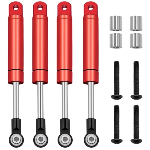JYYTERD Kompatibel Mit Axial Für SCX10 1/10 RC-Auto-Upgrade-Teile, Zubehör, Ersatz, 4-teilige Stoßdämpfer Aus Aluminiumlegierung RC Stoßdämpfer(Red) von hjuink