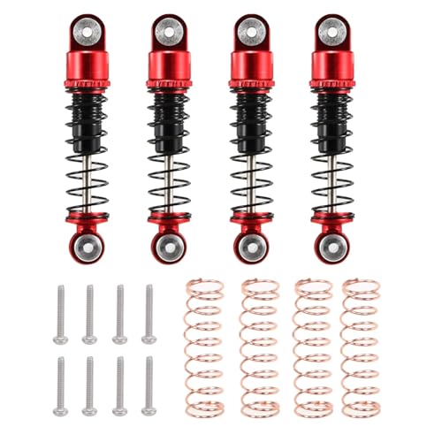 JYYTERD Kompatibel Mit Axial Für SCX24 C10 Für JLU 1/24 RC Crawler Autoteile Zubehör 4 Stück Metallstoßdämpfer 32 Mm Öldämpfer RC Stoßdämpfer(Red) von hjuink