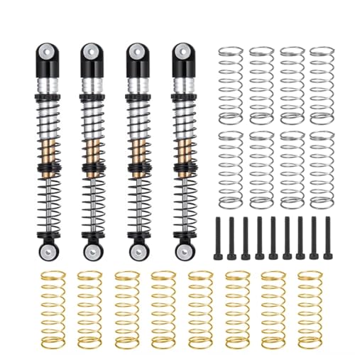 JYYTERD Kompatibel Mit Axial Für SCX24 C10 Für Wrangler Für Gladiator 1/24 RC-Auto-LKW, 4-teilige Aluminiumlegierung, 53 Mm Stoßdämpfer RC Stoßdämpfer(Black) von hjuink