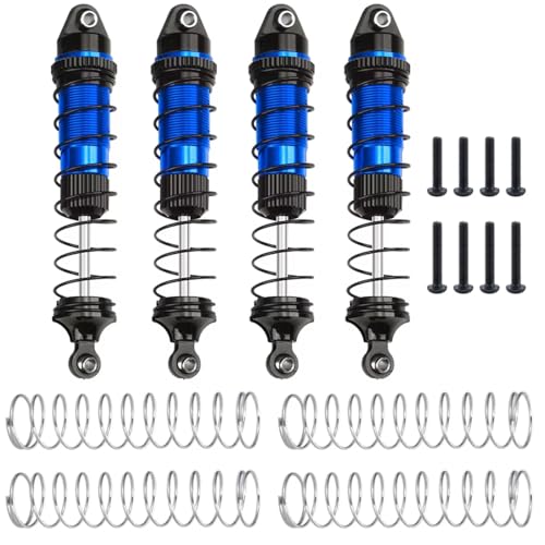 JYYTERD Kompatibel Mit Lo-SI Für LMT 1/18 RC Crawler Car Upgrade-Zubehör, 4-teiliger Stoßdämpfer Aus Aluminiumlegierung, Einstellbarer Öldämpfer RC Stoßdämpfer(Blue) von hjuink