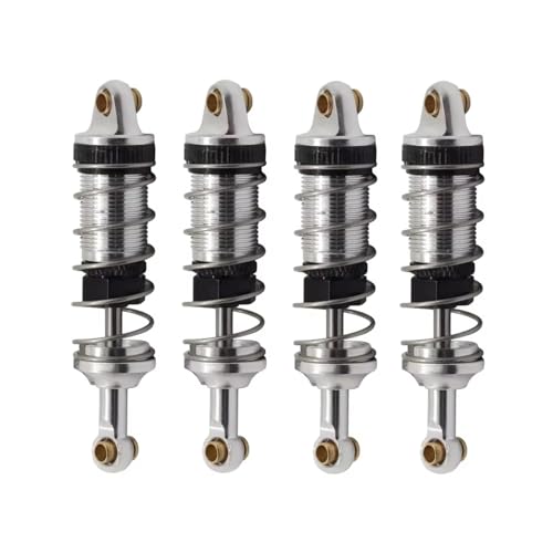 JYYTERD Kompatibel Mit MJX Für Hyper Go 14301 14302 1/14 RC-Auto-Upgrade-Teile, Metall, Vorne Und Hinten, Hydraulische Stoßdämpfer, Loch Zu Loch, 60 Mm RC Stoßdämpfer(Silver) von hjuink
