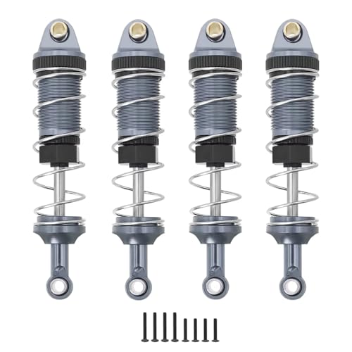 JYYTERD Kompatibel Mit MJX Für Hyper Go 14301 14302 14303 1/14 RC Autoteile Metall Vorderseite Hintere Hydrauliköl Stoßdämpfer Loch Zu Loch 60MM RC Stoßdämpfer(Gray) von hjuink