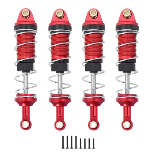 JYYTERD Kompatibel Mit MJX Für Hyper Go 14301 14302 14303 1/14 RC Autoteile Metall Vorderseite Hintere Hydrauliköl Stoßdämpfer Loch Zu Loch 60MM RC Stoßdämpfer(Red) von hjuink