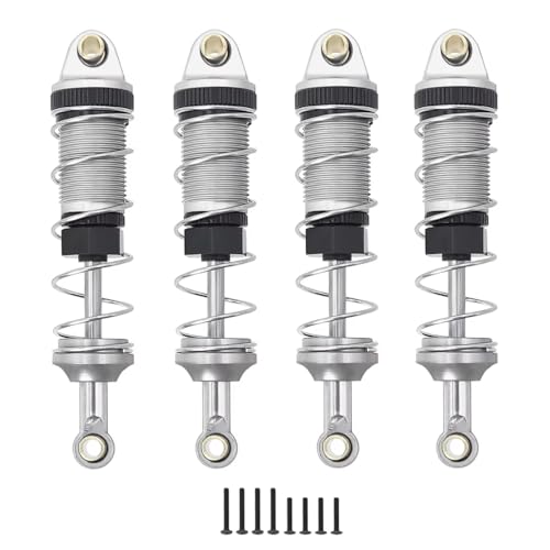 JYYTERD Kompatibel Mit MJX Für Hyper Go 14301 14302 14303 1/14 RC Autoteile Metall Vorderseite Hintere Hydrauliköl Stoßdämpfer Loch Zu Loch 60MM RC Stoßdämpfer(Silver) von hjuink