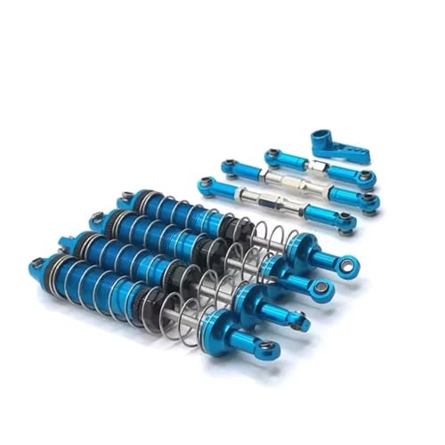 JYYTERD Kompatibel Mit WLtoys 104009 12402-A 12409 RC-Auto-Upgrade-Teile Metall-Stoßdämpfer Lenkstange, Servo-Gestänge RC Stoßdämpfer(Blue) von hjuink