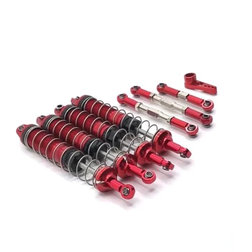 JYYTERD Kompatibel Mit WLtoys 104009 12402-A 12409 RC-Auto-Upgrade-Teile Metall-Stoßdämpfer Lenkstange, Servo-Gestänge RC Stoßdämpfer(Red) von hjuink