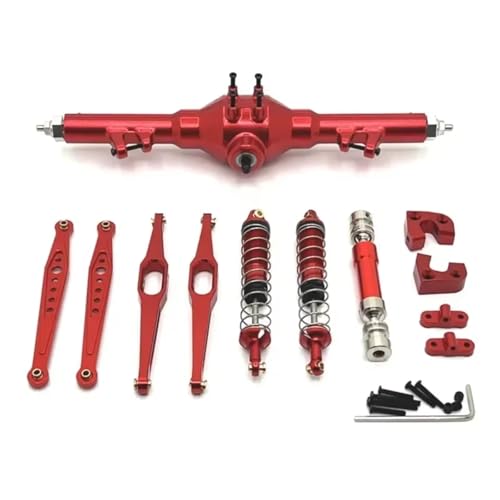 JYYTERD Kompatibel Mit Wltoys 124006 12423 12427 12428 12429 RC-Auto-Upgrade-Teile, Metall-Hinterachse, Antriebswelle, Stoßdämpfer, Längslenker RC Stoßdämpfer(Red) von hjuink