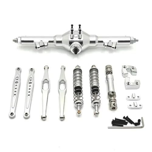 JYYTERD Kompatibel Mit Wltoys 124006 12423 12427 12428 12429 RC-Auto-Upgrade-Teile, Metall-Hinterachse, Antriebswelle, Stoßdämpfer, Längslenker RC Stoßdämpfer(Silver) von hjuink