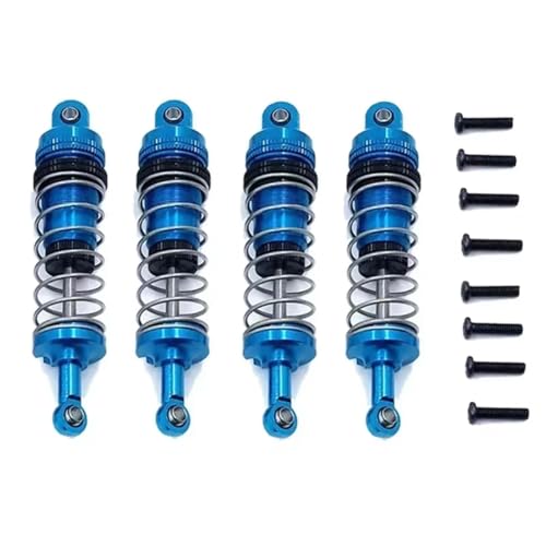JYYTERD Kompatibel Mit Wltoys 144001 124019 124018 RC-Auto-Upgrade-Teile Zubehör 4-teiliger Verstellbarer Ganzmetall-Stoßdämpfer RC Stoßdämpfer(Blue) von hjuink