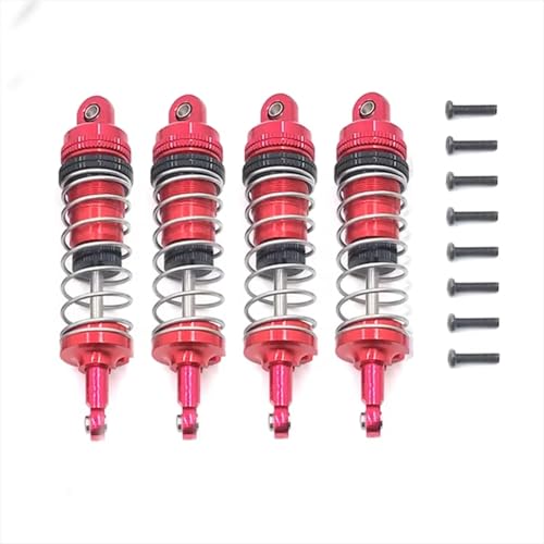 JYYTERD Kompatibel Mit Wltoys 144001 144002 144010 124007 124008 124016 124017 124018 124019 RC-Auto-Upgrade-Teil 4-teiliger Metall-Stoßdämpfer RC Stoßdämpfer(Red) von hjuink