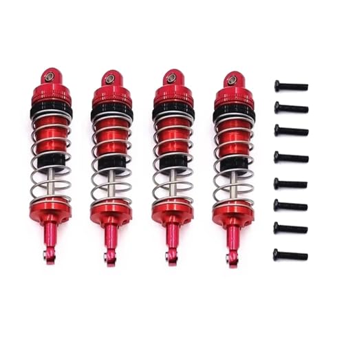 JYYTERD Kompatibel Mit Wltoys 144001 144002 144010 124007 124008 124016 124017 RC-Auto-Upgrades, Teile, Zubehör, 4-teiliger Metall-Stoßdämpfer RC Stoßdämpfer(Red) von hjuink