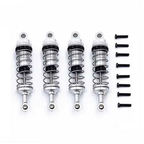 JYYTERD Kompatibel Mit Wltoys 144001 144002 144010 124007 124008 124016 124017 RC-Auto-Upgrades, Teile, Zubehör, 4-teiliger Metall-Stoßdämpfer RC Stoßdämpfer(Silver) von hjuink