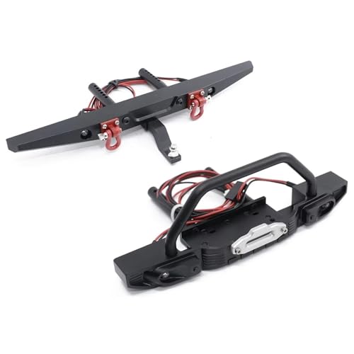 Kompatibel Mit Axial Für SCX10 Für Traxxas Für TRX4 1/10 RC Crawler Car Upgrade-Teil Metall Vorne Hinten Stoßstange Mit Licht RC Stoßstange(Front and Rear) von hjuink