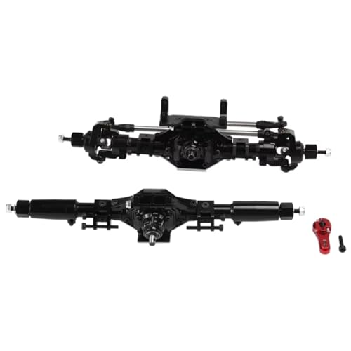 Kompatibel Mit Axial Für SCX10 II 90046 1/10 RC Crawler Auto-Upgrade-Teile Zubehör CNC Metall Vorderachse Hinterachse Servohalterung RC Vorder Hinterachse(Black) von hjuink