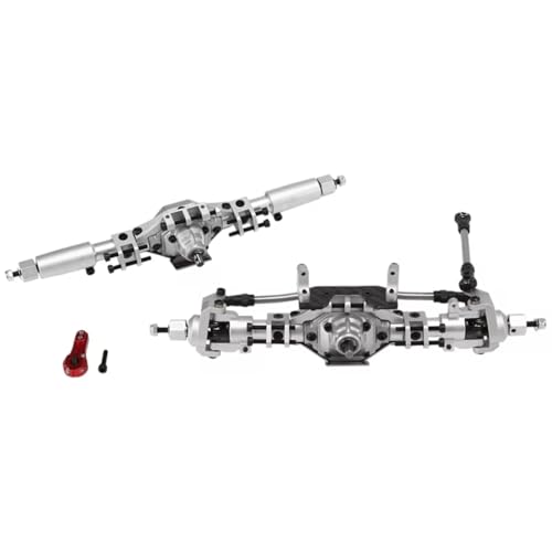 Kompatibel Mit Axial Für SCX10 II 90046 1/10 RC Crawler Auto-Upgrade-Teile Zubehör CNC Metall Vorderachse Hinterachse Servohalterung RC Vorder Hinterachse(Silver) von hjuink
