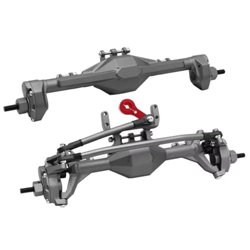 Kompatibel Mit Axial Für SCX10 II 90046 Für RGT 86100 1/10 RC Crawler Car Upgrade-Teile CNC-gefräste Integrierte Portalachse Vorne Hinten RC Vorder Hinterachse(Gray) von hjuink