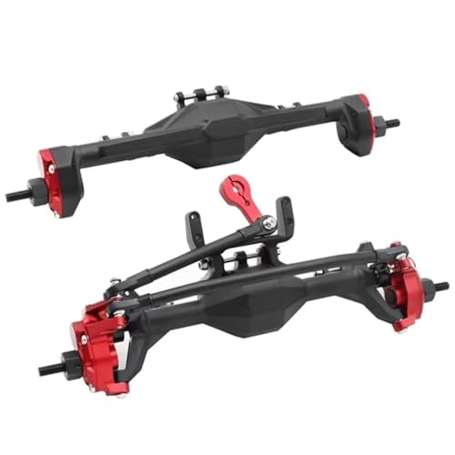Kompatibel Mit Axial Für SCX10 II 90046 Für RGT 86100 1/10 RC Crawler Car Upgrade-Teile CNC-gefräste Integrierte Portalachse Vorne Hinten RC Vorder Hinterachse(Red) von hjuink