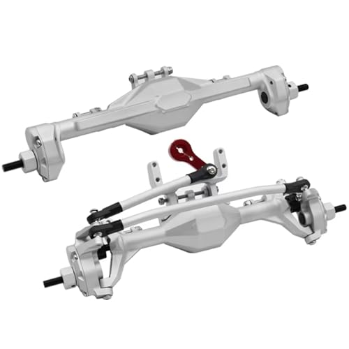 Kompatibel Mit Axial Für SCX10 II 90046 Für RGT 86100 1/10 RC Crawler Car Upgrade-Teile CNC-gefräste Integrierte Portalachse Vorne Hinten RC Vorder Hinterachse(Silver) von hjuink