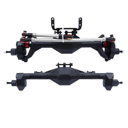Kompatibel Mit Axial Für SCX10 II Für RGT 86100 90046 1/10 RC Crawler Car Upgrade-Teile CNC-integrierte Portalachse Vorne Hinten RC Vorder Hinterachse(Black,1set) von hjuink