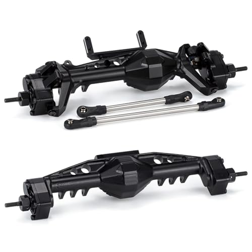 Kompatibel Mit Axial Für SCX10 III AR45 Für LCG 1/10 RC Für Chassis Crawler Cars Upgrade-Teile CNC-Aluminium-Portalachse Servohalterungen RC Vorder Hinterachse(Black,1set) von hjuink