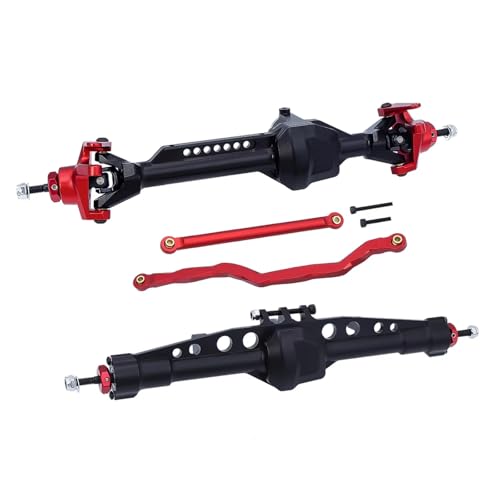 Kompatibel Mit Axial Für SCX10 Pro 1/10 RC Crawler Cars Upgrade-Teile Komplettes CNC-integriertes Set Mit Geraden Vorder- Und Hinterachsen RC Vorder Hinterachse(Red,1set) von hjuink
