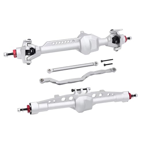 Kompatibel Mit Axial Für SCX10 Pro 1/10 RC Crawler Cars Upgrade-Teile Komplettes CNC-integriertes Set Mit Geraden Vorder- Und Hinterachsen RC Vorder Hinterachse(Silver,1set) von hjuink