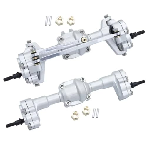 Kompatibel Mit FMS Für FCX18 Für FCX24 1/24 RC-Auto-Upgrade-Modifikationsteile, 2-teilige Komplette Vorder- Und Hinterachse Aus Aluminiumlegierung RC Vorder Hinterachse(Silver) von hjuink