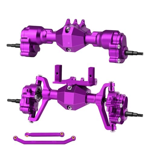Kompatibel Mit Redcat Ascent18 RC Für Rock Crawler Cars, Upgrade-Teile, Vorder- Und Hinterportalachsen, Satz Zahnräder, Servohalterung, Lenkverbindungen RC Vorder Hinterachse(Purple) von hjuink