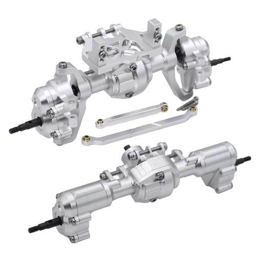 Kompatibel Mit Redcat Für Ascent-18 1/18 RC Crawler Car Upgrade-Teile Aluminium Vorne Hinten Portalachse Komplettset Servohalterung RC Vorder Hinterachse(Silver,1set) von hjuink