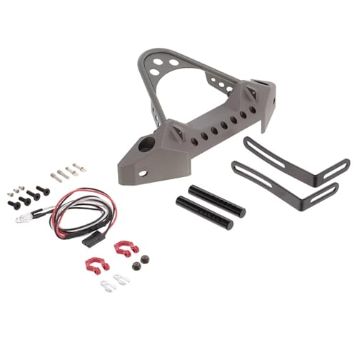 Kompatibel Mit TRX-4 Für Axial Für SCX10 II 90046 Für SCX10 III AXI03007 1/10 RC Crawler Upgrade-Zubehör Metall-Frontstoßstange Mit Licht RC Stoßstange(Gray) von hjuink