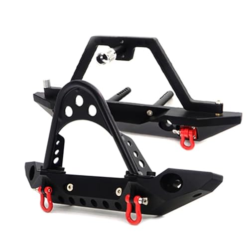 Kompatibel Mit TRX4 Für Axial Für SCX10 90046 1/10 RC-Kettenfahrzeug, Metall-Stoßstange Vorne Hinten, Elektrische Winde, Reserveradhalterung RC Stoßstange(Black) von hjuink