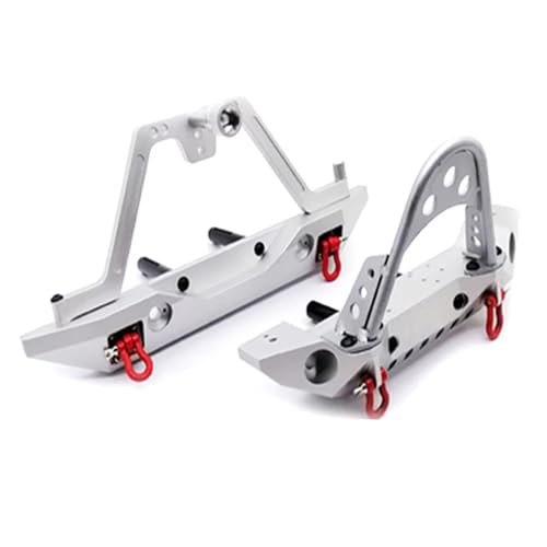 Kompatibel Mit TRX4 Für Axial Für SCX10 90046 1/10 RC-Kettenfahrzeug, Metall-Stoßstange Vorne Hinten, Elektrische Winde, Reserveradhalterung RC Stoßstange(Silver) von hjuink