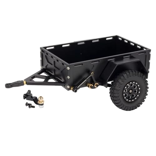 Kompatibel Mit TRX4-M Für Defender Für Bronco K10 1/18 RC Crawler Car Trail Parts Aluminium-Nutzanhänger Mit Anhängerkupplung RC-Zubehör(Black) von hjuink