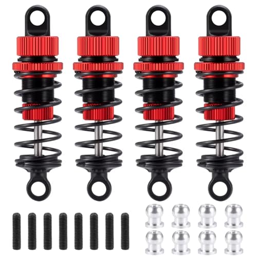 Kompatibel Mit Tamiya Für TT02 1/10 RC Drift Car Upgrade-Teile 4-teiliger 62-mm-Ölstoßdämpfersatz Aus Aluminiumlegierung RC Stoßdämpfer(Red) von hjuink