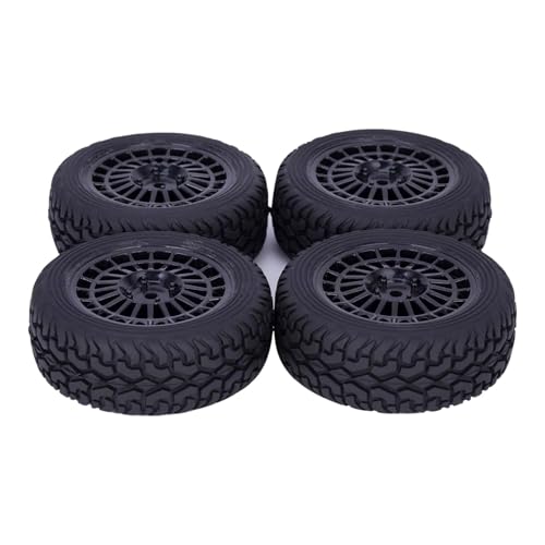 Kompatibel Mit Tamiya Für Wltoys Für HSP Für HPI Für TT01 144001 94122 1/10 1/14 1/16 RC-Autoteile, 4 Stück, Gummi-Kunststoffräder, Reifen, 75 Mm RC-Zubehör(Black) von hjuink
